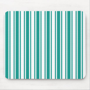 Teal and white candy stripes mouse mat