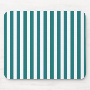 Teal and white candy stripes mouse mat