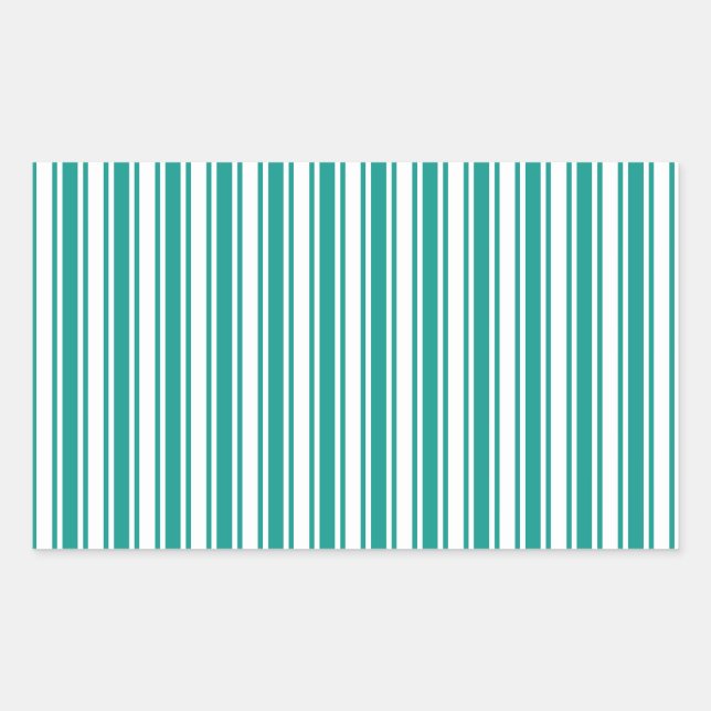 Teal and white candy stripes rectangular sticker (Front)