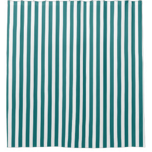 Teal and white candy stripes shower curtain