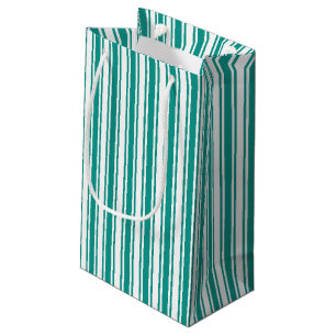 Teal and white candy stripes small gift bag
