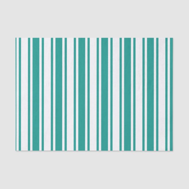 Teal and white candy stripes tissue paper (Front)