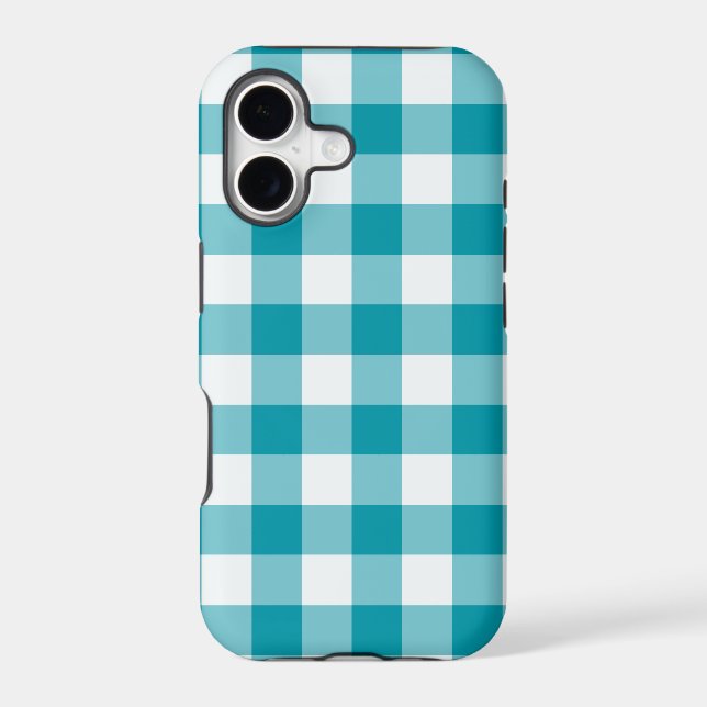 Teal and White Check Gingham Pattern (Back)