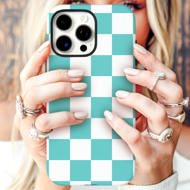 Teal And White Chequerboard  Case-Mate iPhone Case (Creator Uploaded)