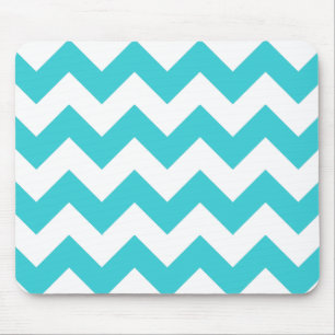 Teal and White Chevron Mouse Pad