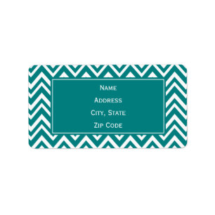 Teal and White Chevron Pattern Label