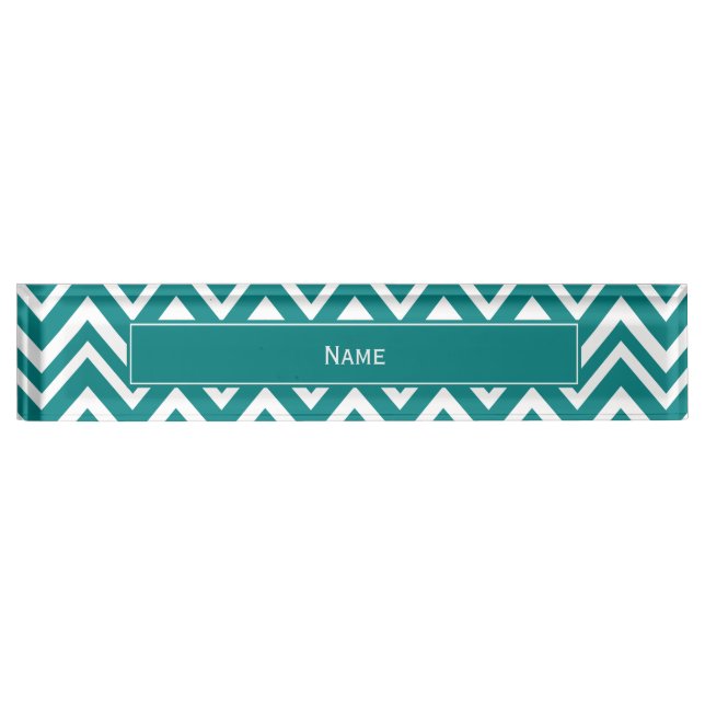 Teal and White Chevron Pattern Nameplate (Front)