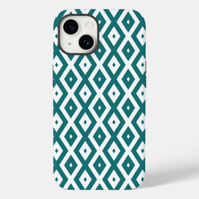 Teal and white diamond pattern Case-Mate iPhone case (Back)