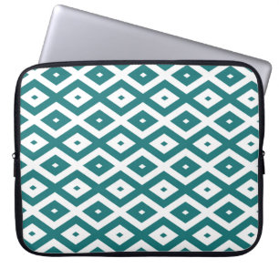 Teal and white diamond pattern laptop sleeve