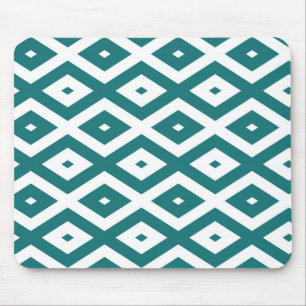 Teal and white diamond pattern mouse mat