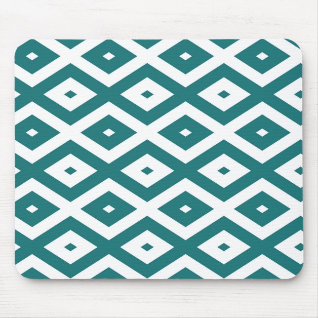 Teal and white diamond pattern mouse mat (Front)