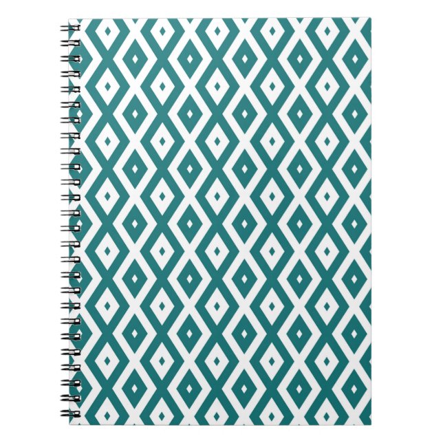 Teal and white diamond pattern notebook (Front)