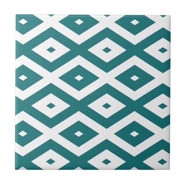 Teal and white diamond pattern tile (Front)