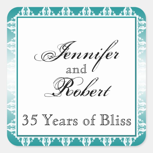 Teal and White Filigree Envelope Seal (Front)