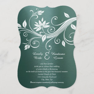 Teal and White Floral Whimsey Wedding Invitation