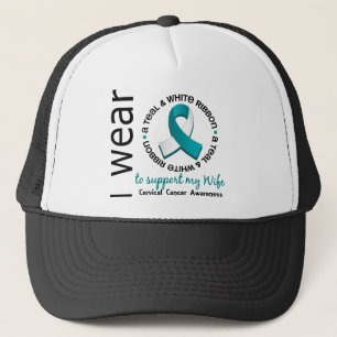Teal And White For My Wife 17 Cervical Cancer Trucker Hat