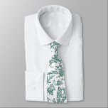 Teal and White French Toile Neck Tie<br><div class="desc">Stylish groomsmen neck tie done in a teal and white coloured vintage French Toile pattern. Customise to add a large monogram or any text you want.</div>