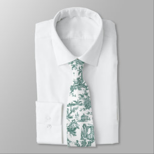 Teal and White French Toile Neck Tie
