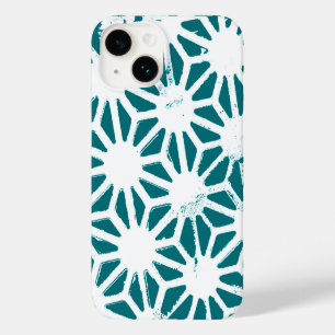 Teal and white geometric pattern Case-Mate iPhone 14 case