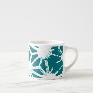 Teal and white geometric pattern espresso cup