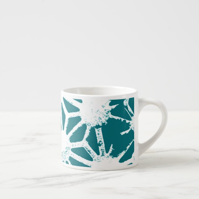 Teal and white geometric pattern espresso cup (Right)