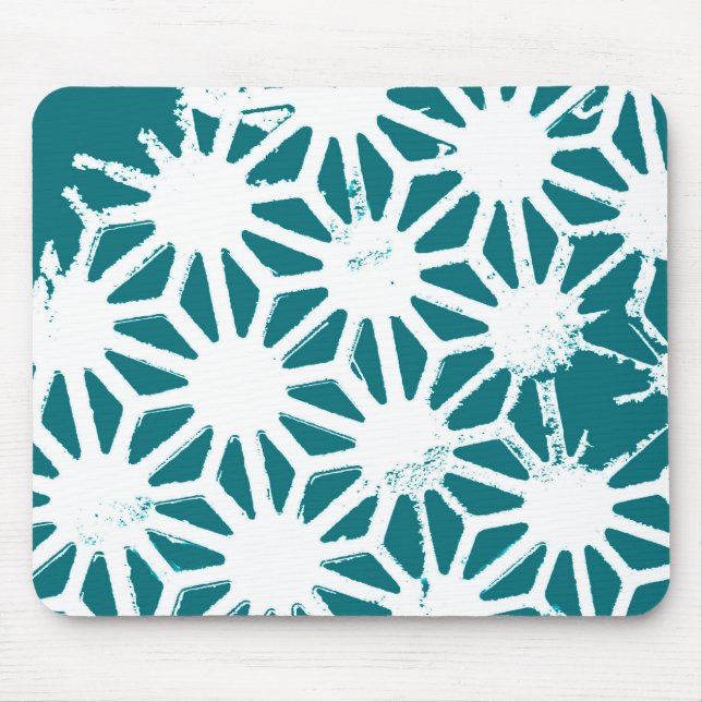 Teal and white geometric pattern mouse mat (Front)