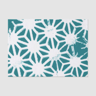 Teal and white geometric pattern tissue paper