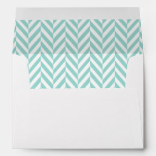 Teal and White Herringbone Lined Envelopes