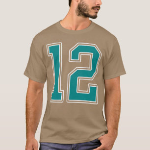 Teal and White Number 12 Jersey Player Uniform 12 T-Shirt