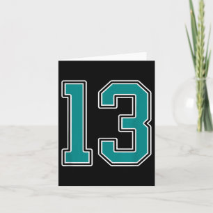 Teal And White Number 13 Jersey Player Uniform #13 Card