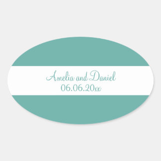 Teal and White Personalized Wedding Sticker