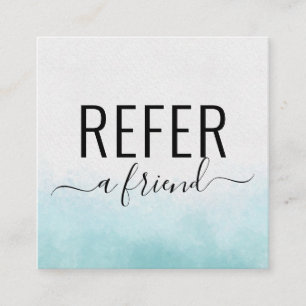 Teal and White Refer A Friend Salon Referral Card