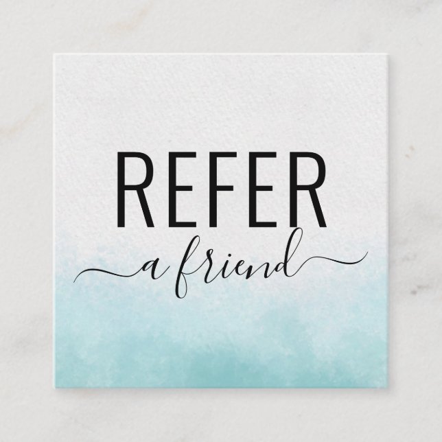 Teal and White Refer A Friend Salon Referral Card (Front)