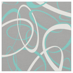 teal and white retro ovals any background colour fabric