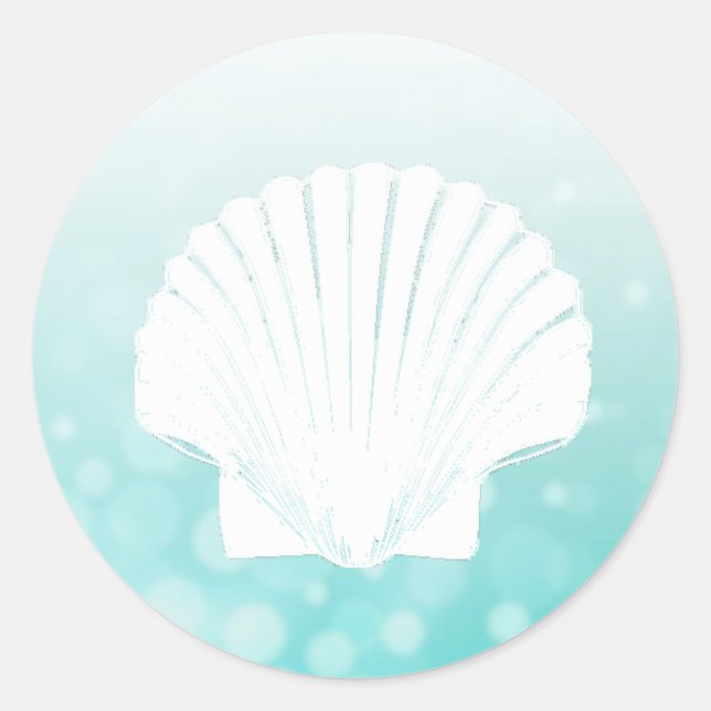 Teal and White Seashell Stickers (Front)