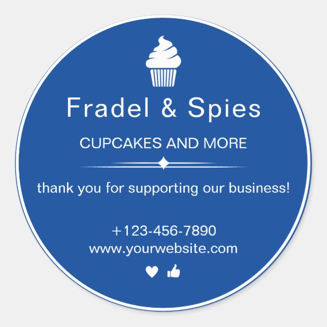 Teal and White Simple Cupcake Business  Classic Round Sticker (Front)