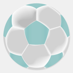 Teal and White Soccer Ball Classic Round Sticker