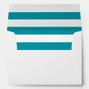 Teal And White Striped Lined Envelope