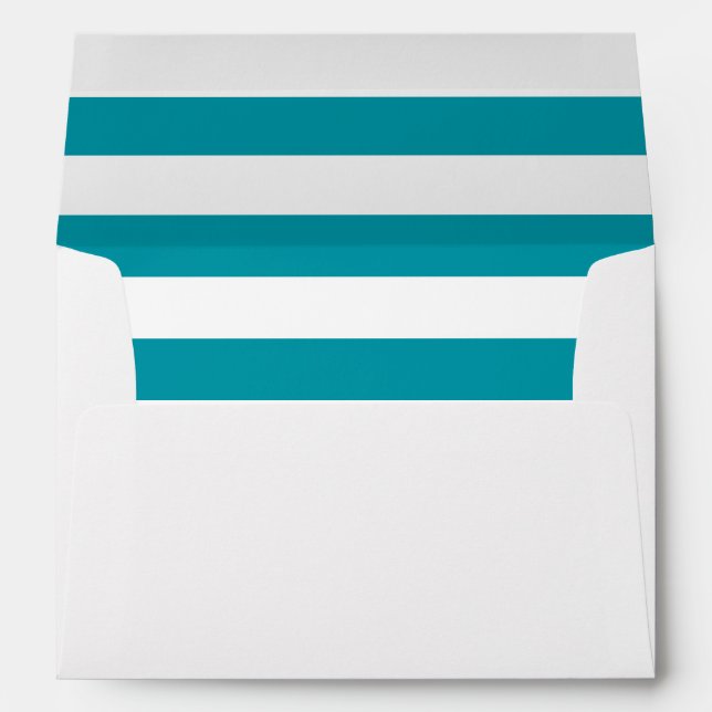 Teal And White Striped Lined Envelope (Back (Bottom))