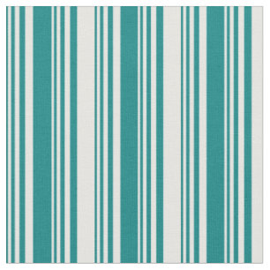 Teal and White Striped/Lined Pattern Fabric