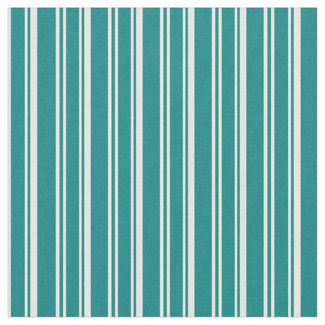 Teal and White Striped Pattern Fabric (Close Up)