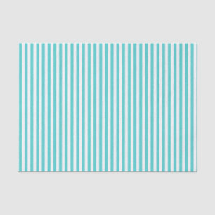 Teal and White Striped Pattern Tissue Paper