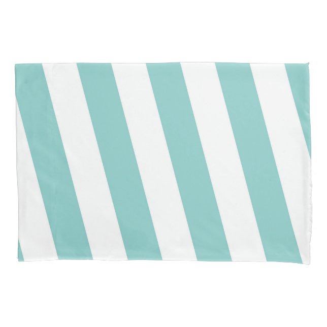 Teal and White Stripes Pillowcase (Front)
