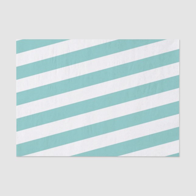 Teal and White Stripes Tissue Paper (Front)