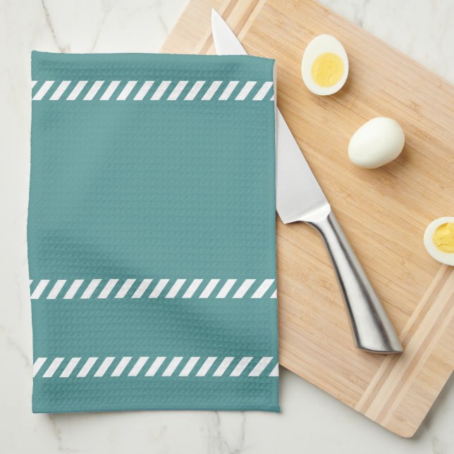 Teal and White  Tea Towel (Quarter Fold)