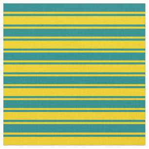 Teal and Yellow Coloured Lines/Stripes Pattern Fabric