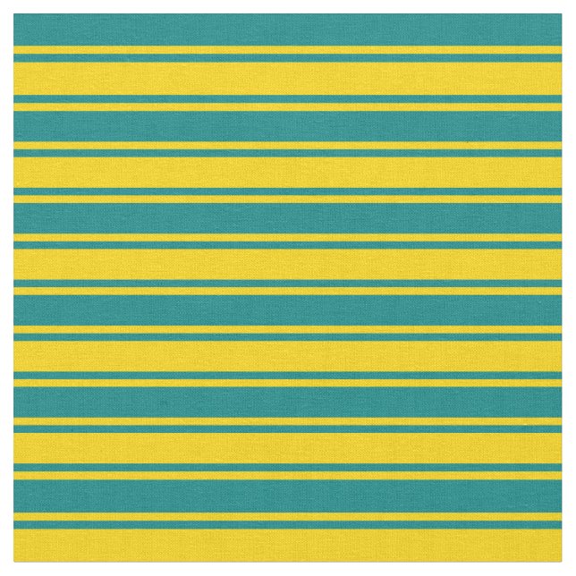 Teal and Yellow Coloured Lines/Stripes Pattern Fabric (Close Up)