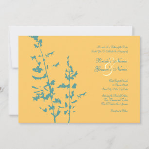 Teal and Yellow Country Floral Wedding Invitation