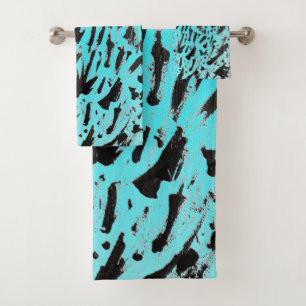 Teal Animal Print Abstract Bath Towel Set