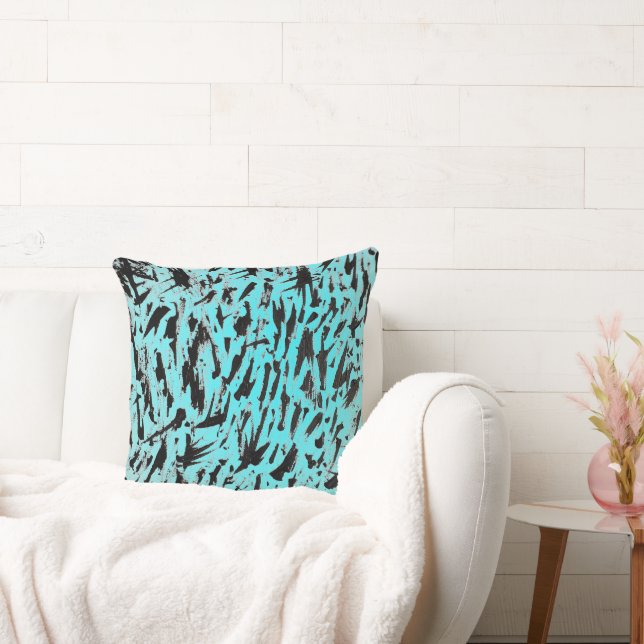 Teal Animal Print Abstract Cushion (Couch)